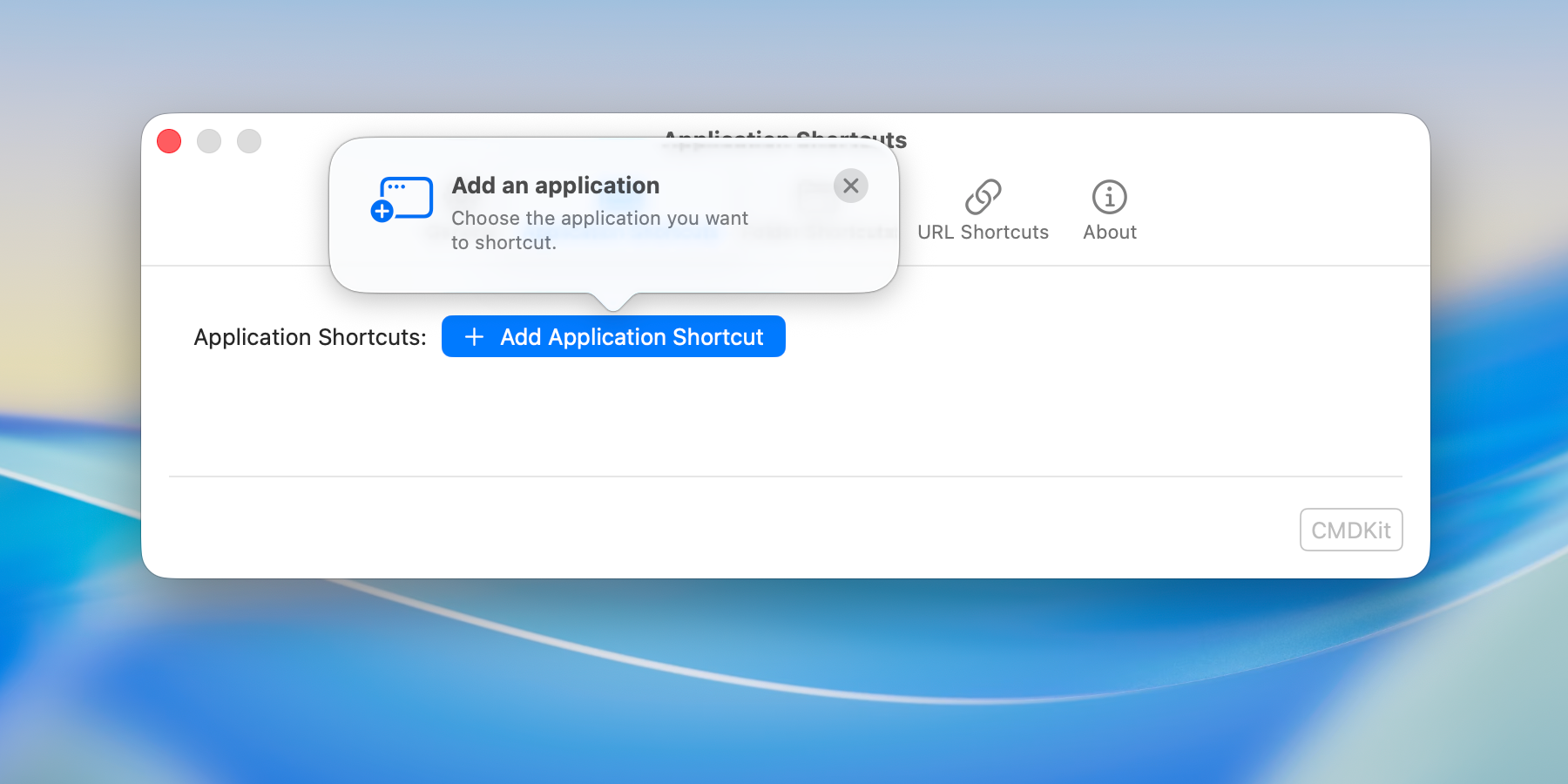 CMDKit prompt to select an application