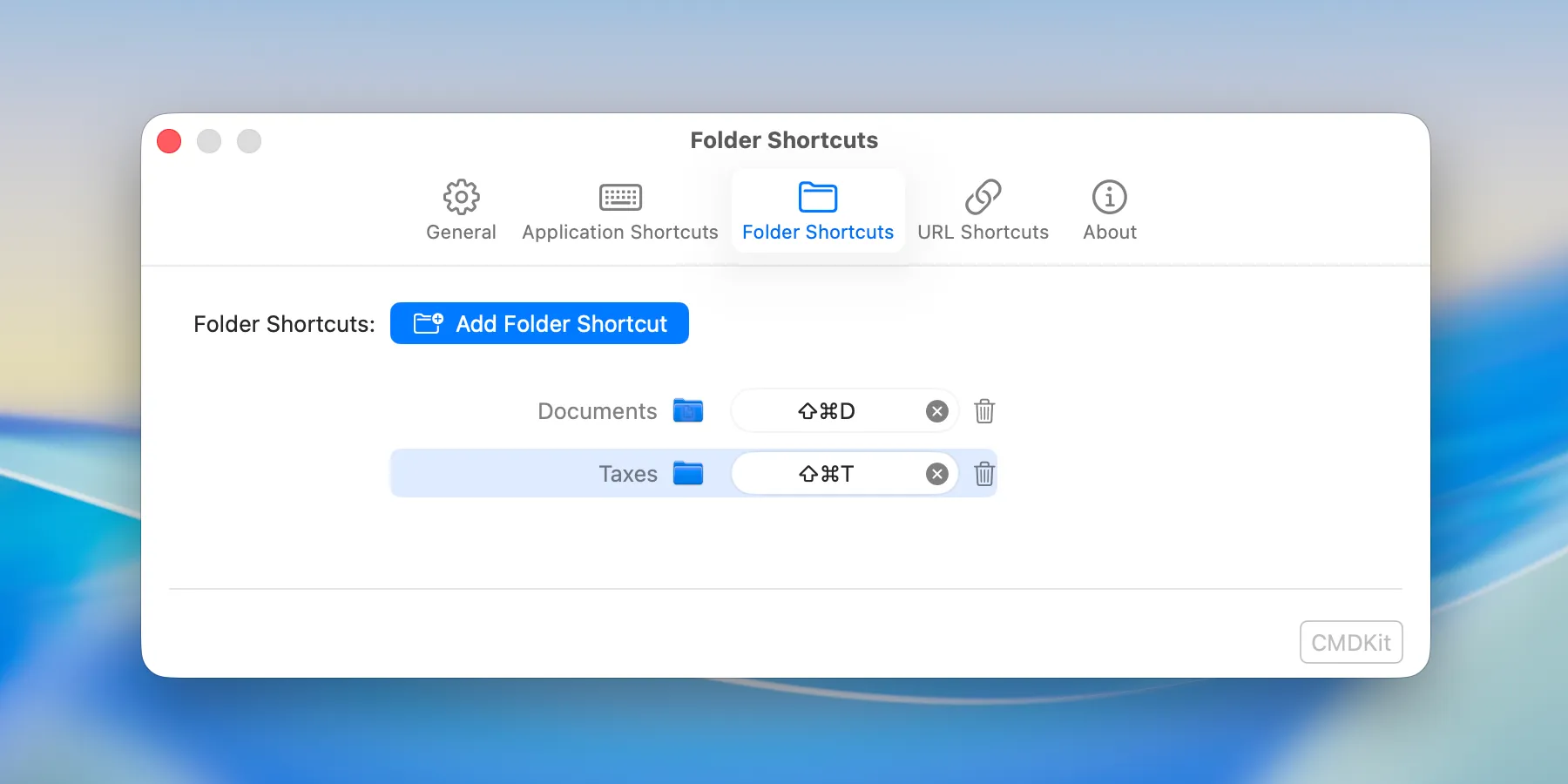CMDKit folder shortcut configuration