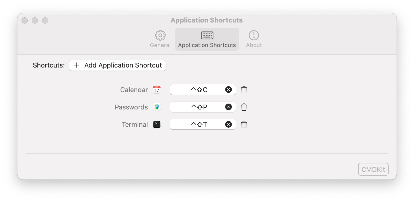 CMDKit Shortcuts Screen